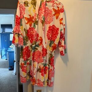 Floral Print Dress with Ruffle Sleeves